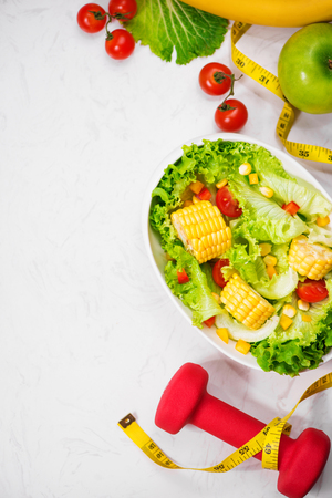 Healthy fitness meal with fresh salad. Diet concept.の写真素材