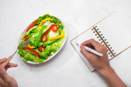 Healthy fitness meal with fresh salad. Diet concept.の写真素材