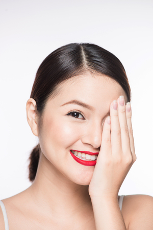 Beautiful asian face with glamour bright makeupの写真素材
