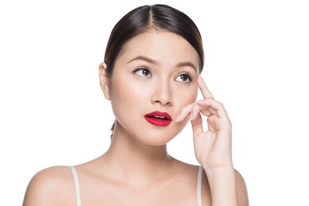 Beautiful asian face with glamour bright makeupの写真素材