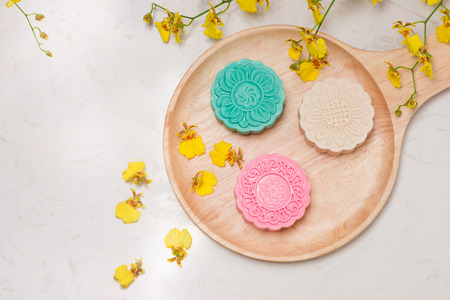 Delicious Chinese Traditional Snack Mooncake on the Table.の写真素材