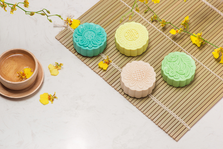 Delicious Chinese Traditional Snack Mooncake on the Table.の写真素材