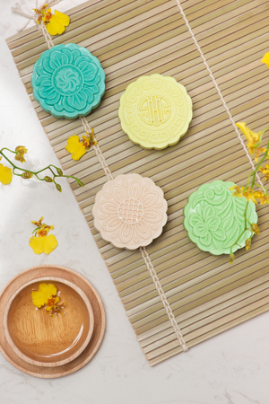 Delicious Chinese Traditional Snack Mooncake on the Table.の写真素材