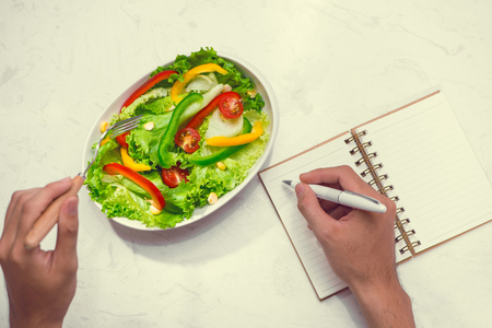 Healthy fitness meal with fresh salad. Diet concept.の写真素材