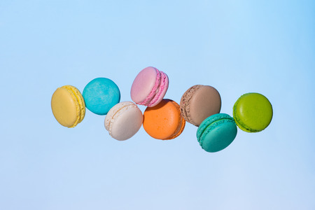 Fly falling sweet macaroon. Minimal concepts falling macaroonsの写真素材