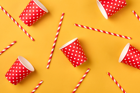 Birthday party things. Celebration concept. Flat lay.の写真素材