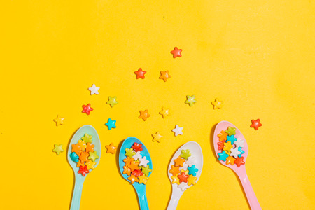 Birthday party background. Celebration concept. Flat lay.の写真素材