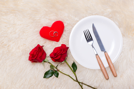 Festive table setting for Wedding, Valentines day, Birthday or Anniversary day.の写真素材
