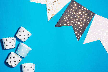 Birthday party background. Celebration concept. Flat lay.の写真素材