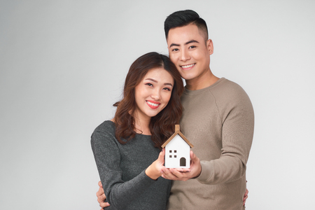 Happy young asian couple with new home concept.の写真素材