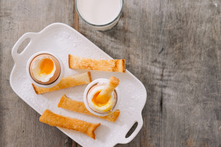 soft-boiled egg on a brown table