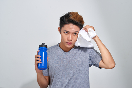 Handsome young and fit man ready for workoutの写真素材