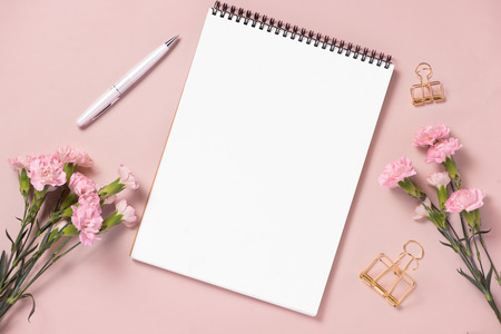 Wedding to do list with flowers. Mockup planner flat lay.の写真素材
