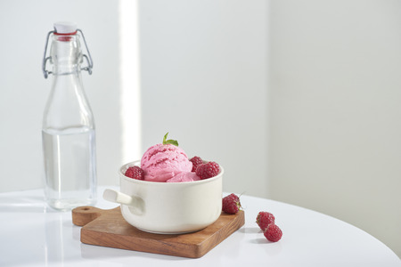Frozen yogurt dessert with cherries