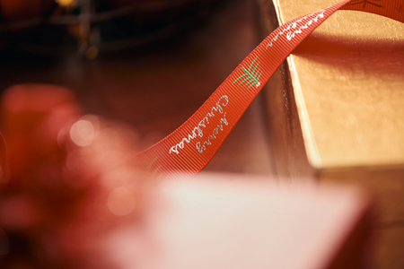 Gift wrapping for Christmas and New Year. Handmade.の写真素材