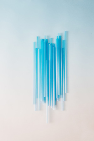 The plastic straw pollute the environmentの写真素材