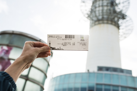 SEOUL, SOUTH KOREA,26 October 2016: Ticket for N Seoul Towerの写真素材