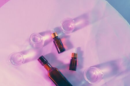 Cosmetic chemicals ingredient on laboratory table.の写真素材