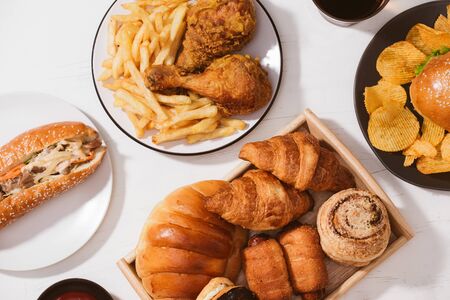 Fast food. Street and Takeaway food - Unhealthy food conceptの写真素材