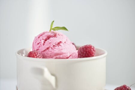 Frozen yogurt dessert with cherries