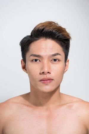 asian young sport man with perfect fitness bodyの写真素材