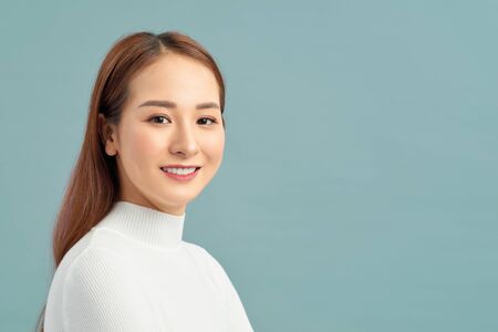 Asian woman smiling happy portrait.の写真素材