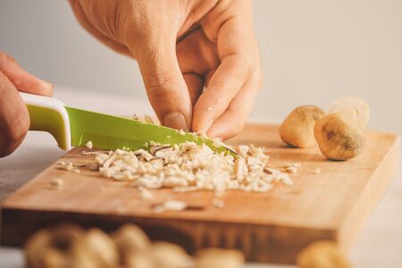Wrapping Wonton and raw ingredients isolated at kitchenの写真素材