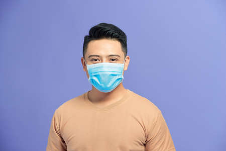 Men wear masks to prevent air pollution, White background, haze and PM 2.5 dust and smoke pollution...