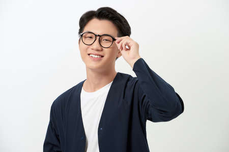 Portrait of handsome, good-looking man over white background.