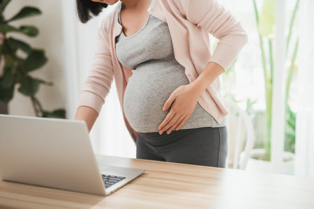 Professional pregnant woman working in the office