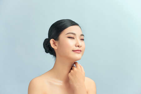 Asian beauty woman with natural makeup, cosmetic and plastic surgery concept,の写真素材