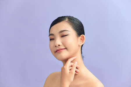 Asian beauty woman with natural makeup, cosmetic and plastic surgery conceptの写真素材