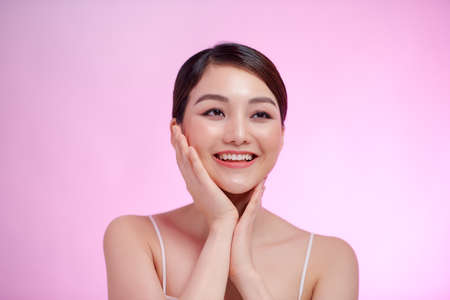 Beautiful woman skin care concept face beuty close up healthy clean skinの写真素材