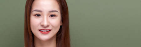 cute woman smiling to cameraの写真素材