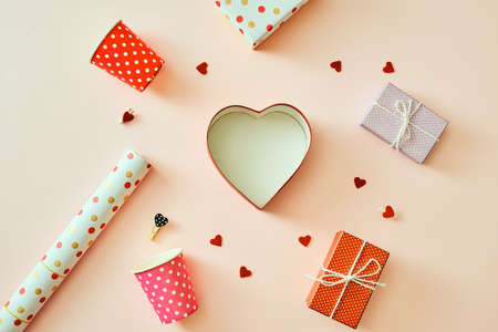 Rolls of wrapping paper, gift box,
