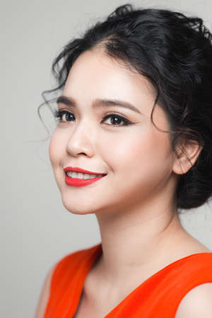 attractive young model with bright make-upの写真素材