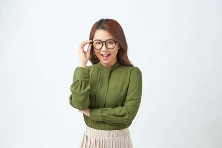 Beautiful young asian woman wearing glassesの写真素材