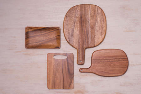 Design concept of mockup arious kitchenware utensils set on table.の写真素材