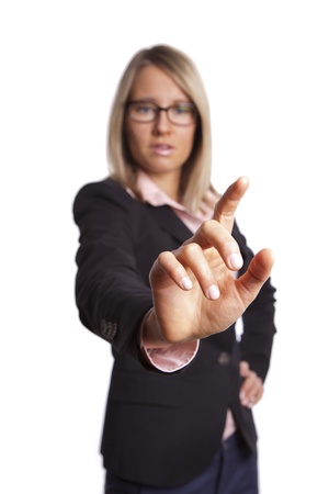 business female points somethingの写真素材