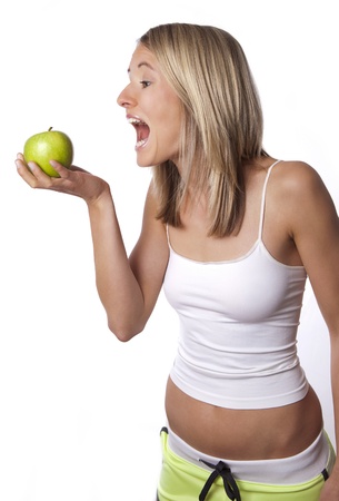female bites appleの写真素材