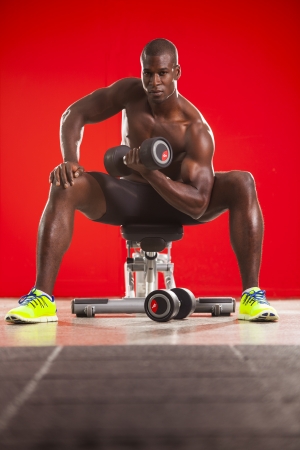muscled men on workout 9の写真素材