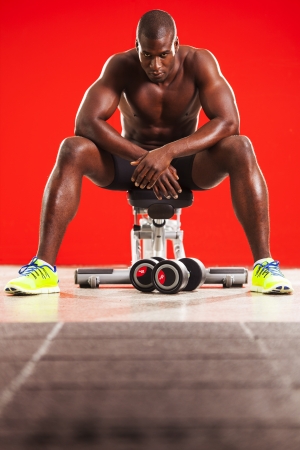 muscled men on workout 8の写真素材