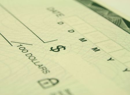 close up on dollar sign on a checkの写真素材