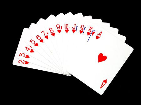 full set of heart cards isolated on black