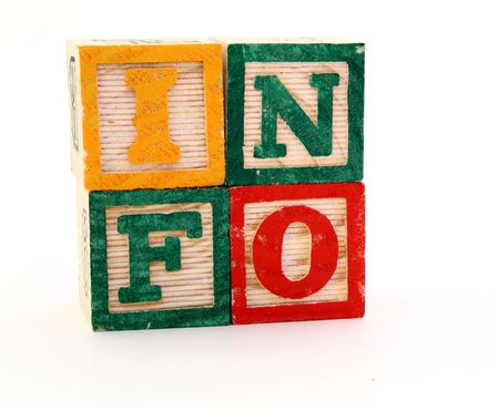 alphabet blocks forming the word info in a square formatの写真素材