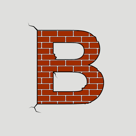 vector illustration of  the letter b formed on a brick wallのイラスト素材