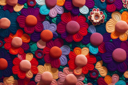 Colorful paper flowers background. Colorful paper flowers pattern background.の素材