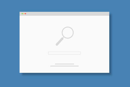 Internet browser window with search engine website - flat illustration, blue backgroundの写真素材