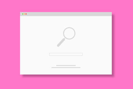 Internet browser window with search engine website - flat illustration, pink backgroundの写真素材