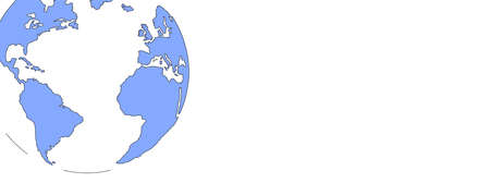 World map or planet earth against white background. Shapes of continents America, Africa, Europe and Atlantic Ocean. Flat design, copy space, vector illustration, fully editable.のイラスト素材